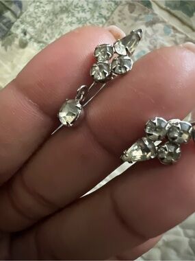 Crystal Cluster Drop Earrings - Silver Tone